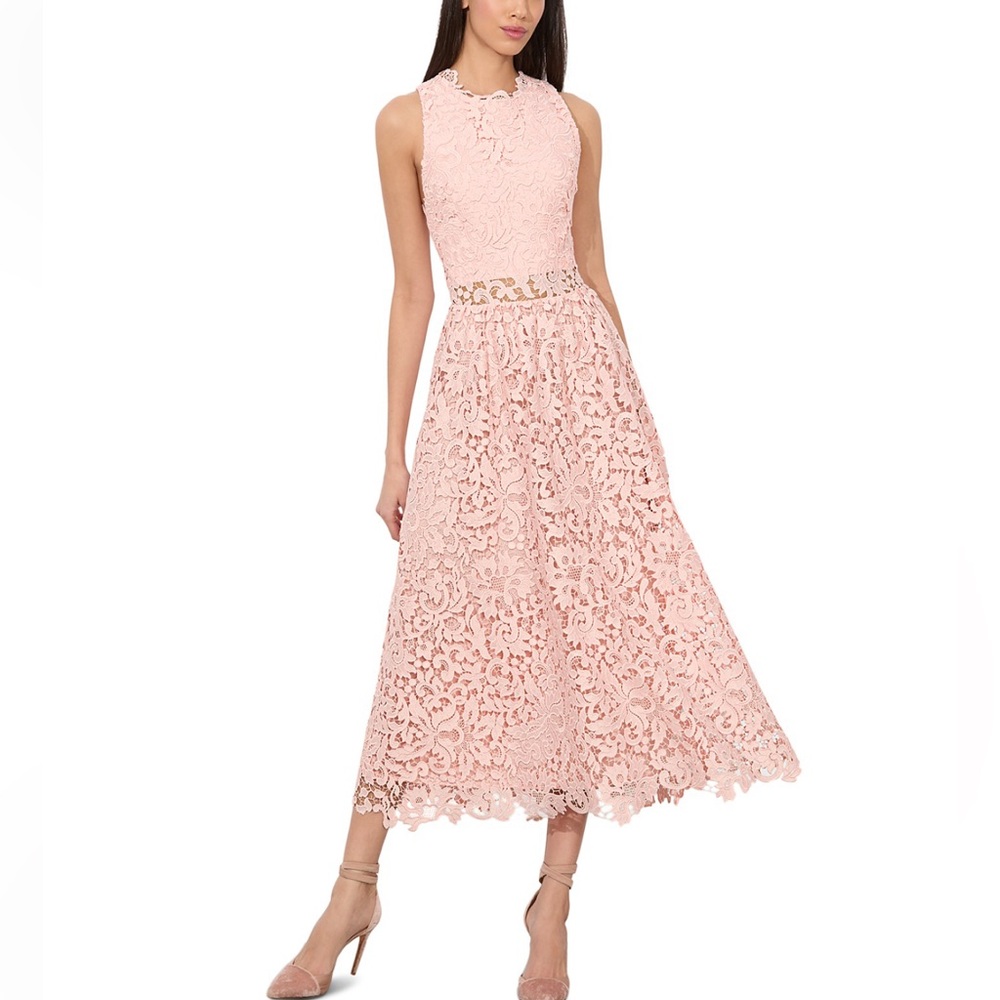 Alice + Olivia Babette Floral lace midi pink dress size 2